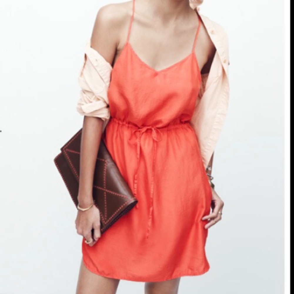 Madewell Silk Daybreak Dress in Red